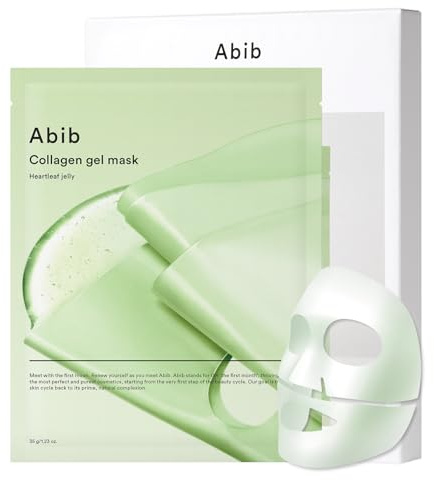 Abib Collagen Gel Mask Heartleaf Jelly 4 Sheets (Soothing) I Korean Vegan Collagen, Cooling Calming Hyaluronic Acid Hydrogel Face Mask Skin Care