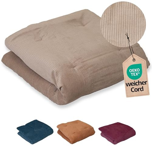 ULLENBOOM Krabbeldecke für Baby 100x100 cm, 100% OEKO-TEX Materialien, Made in EU, Dick & weich gepolstert, Cord Sand - ideal als Babydecke, Laufgittereinlage & Spieldecke Baby