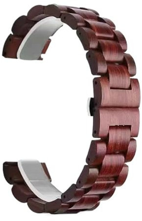 HBGRVCKS Uhrenarmband aus Holz, 20 mm, 22 mm, Sandelholzarmband, Unisex-Ersatzarmband, Uhrenzubehör, geeignet for traditionelle oder intelligente Uhrenarmbänder(Red,22mm)