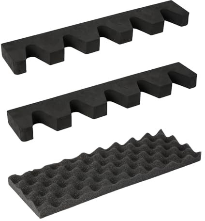 Qsvbeeqj Soporte de exhibición de 5 ranuras para rifles, barriles de rifles, organizador de almacenamiento seguro para gabinete, soporte de espuma para rifles