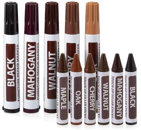 OUDQFCJ 10 Pezzi Penna Correzione Mobili, Riparazione Legno, Parquet, Laminato, Pavimento, Piano Lavoro, Ritocco, Parquet Graffi, Mobili, Wood Repair