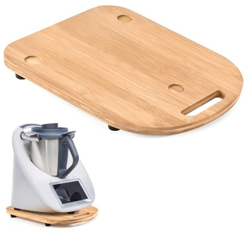CHEPULA Gleitbrett für Thermomix TM6 / TM5, Premium Bambus Brett für Thermomix mit Rollen, Schnelles Bewegen Rollbrett für Thermomix Vorwerk Küchenmaschine