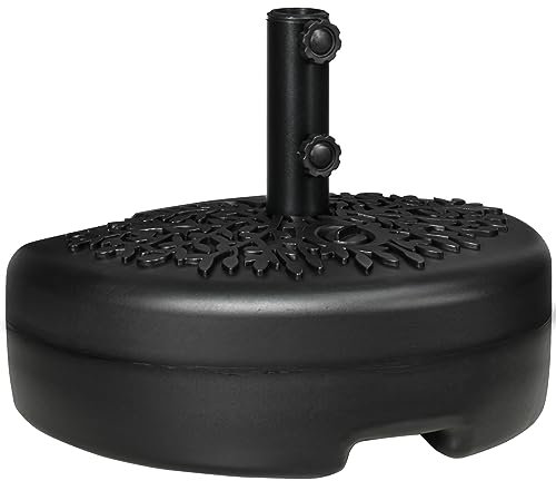 Outsunny Half Round Umbrella Base, Half Patio Parasol Stand Holder for Deck, Garden, 18 kg Capacity Water or 21 kg Capacity Sand, Fit 3.8 cm or 4.8 cm Pole, Black