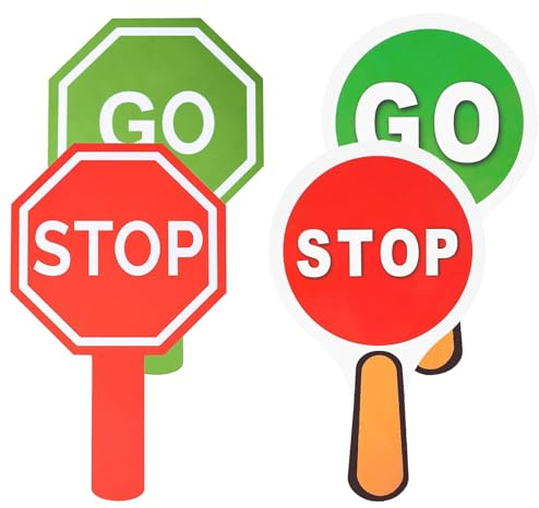 YALiya 4 Stück Stop-and-Go-Schild mit Griff, Rotes Licht Grünes Lichtschild