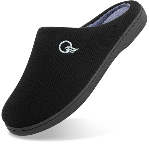Mishansha Unisex Tofflor Kvinnor Män Memory Foam Varma Bekväma Halkfria Vinter Hemskor, 36-47, Svart grå, 40/41 EU