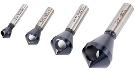4pcs Countersink Drill Bit Set Deburring Chamfer Drill Bits, M35 Cobalt TCoated Slotted Countersink Drill Bit Rounded Shank 90 Degree Deburring Chamfer Tool Practical