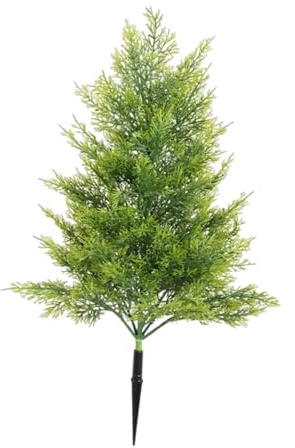 perfk Cyprès artificiel de 50 cm avec piquet de sol, accessoires pour plantes artificielles, matériau PP pour décoration de Noël extérieure, réaliste, Jaune Vert
