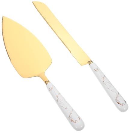 Gatuida Spatule à Gâteau Inoxydable Manche Céramique Coupe-gâteau Pratique Outil Serveur à Gâteau Pour Mariage Et Fête