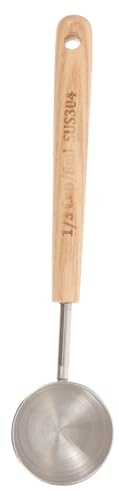IWOWHERO Edelstahl Messlöffel mit Holzgriff Kaffeemaß Löffel mit Skala Präzises Küchenmaß für Gewürze Backen Kochen Rutschfester Griff Modernes Design Vielseitiger Messlöffel