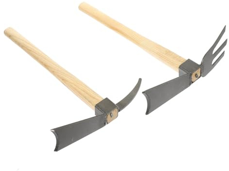 Gatuida 2 pièces Compact Garden Hoe Set Acier Au Manganèse et Manche Bois Petite Houe de Jardinage Polyvalente pour Creuser Désherber et Planter Les Fleurs Outils Robustes pour Jardin