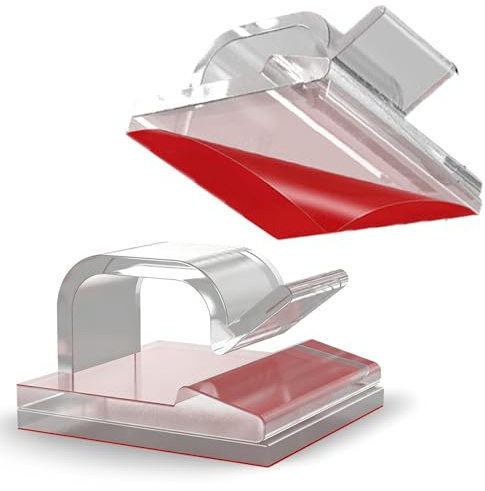 50 Stück Klebehaken Transparent, Selbstklebende Clip Haken für Lichterketten & Kabelmanagement, Wetterfest für Outdoor/Indoor Dekoration, Ideal für Garten, Balkon, Wohnzimmer