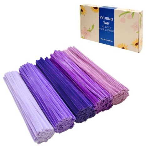 YYUENG TAK 300 st Chenillestickor Lila med Vicklande Ögon (5 Nyanser) | Purple Pipe Cleaner (30CM x 6mm), Piprensare Lila för Hantverk: Blommor, Djur, Heminredning och Skapande Aktiviteter