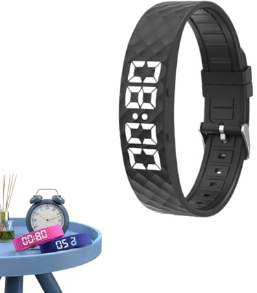 Kuisoe Vespire Wecker Armband Original, Vespire Pro-Sleep Vibrations-Wecker, Vibrationswecker Armband für Tiefschläfer mit 10 Alarmen & Pillenerinnerungen, Sanftes Multifunktional (Schwarz)