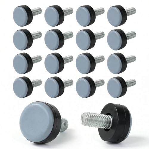 Satiskid 16 Stück Möbelgleiter 22 MM M6 Teflongleiter Teflon Möbelfüße mit Gewinde, Runden Möbelgleiter für Stühle, Tische, Sofa, verstellbare Stuhlgleiter zum Schrauben, geräuschdämmend & Kratzfest