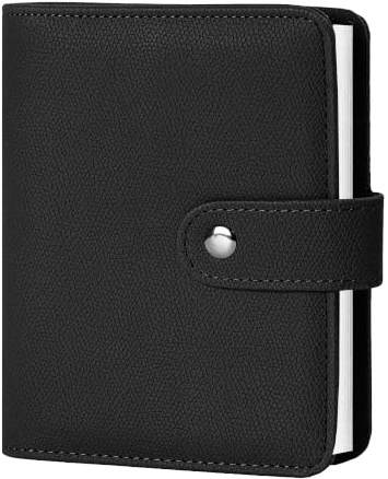 Vienrose Fotoalbum 10x15 Kunstleder 32 Einstecktaschen Schwarz | Einsteckalbum, Klarsichttaschen, säurefreie Seiten, Druckknopf, Familie Reise Hochzeit Baby