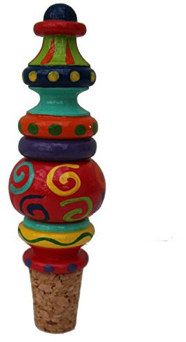 Maharanis Handbemalter Flaschenkorken Weinkorken Flaschenstopfen Weinflaschenverschluss bunt mit Naturkork