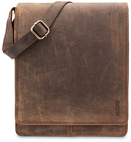 LEABAGS London Leder Umhängetasche – Vintage Messenger Bag aus Echtleder für Damen & Herren – Kleine Schultertasche im Freizeit- & Business-Stil – Crossbody Tasche Alltagstasche