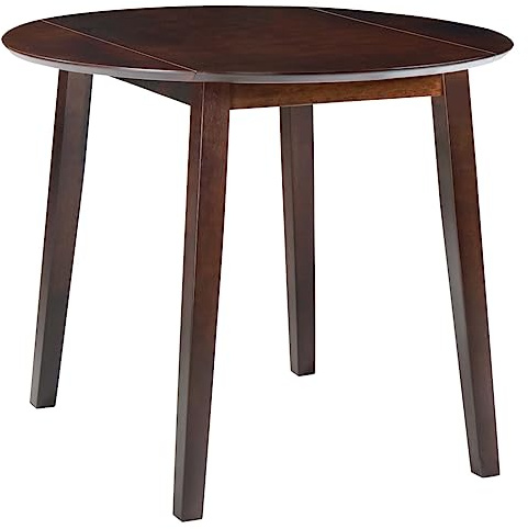 vidaXL Round Drop-Leaf Dining Table – Extendable Brown MDF Table with Sanded Rubberwood Legs – Easy to Assemble – Suitable for Smaller Dining Rooms and Kitchens