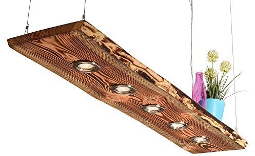 Lampada da soffitto in legno fiammato per la cucina e il soggiorno, stile vintage, lampada a sospensione per sala da pranzo, con illuminazione a LED