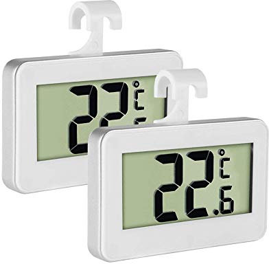INRIGOROUS Pack of 2 LCD Digital Fridge Freezer Thermometer Monitor with Hanging Hook and Retractable Stand