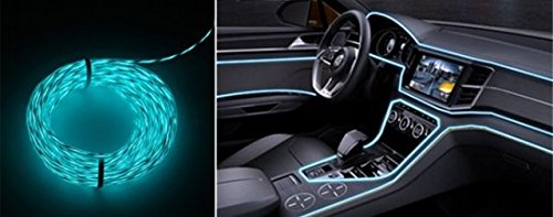 1x Cristal BLAU 1 Meter AMBIENTEBELEUCHTUNG + 1x Zigarettenanzünder Lichtleisten EL Strip Band Licht Ambiente Beleuchtung Innenraumbeleuchtung 12V PKW Kfz Auto Wohnmobil