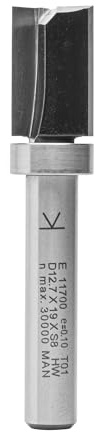 ENT 11700 Bündigfräser HW für Milescraft Zinkenschablone, Durchmesser (D) 12,7 mm, NL 19 mm, S 8 mm, SL 32 mm, GL 55 mm, Z2+1, mit Kugellager am Schaft
