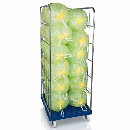 Abrollwerk 2X Gitterwagen für gelbe Säcke mit 3 Seitengittern – 2er Set Rollbehälter mit 1650 mm Vzb als Perfekter Behälter vom gelben Sack oder Brennholz mit 3 Seitenwänden