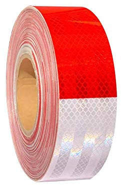 Abrams 2 in x 75' ft Diamond Grade Pattern Trailer Truck Conspicuity DOT Class 2 Reflective Safety Tape - 6 Red / 6 White
