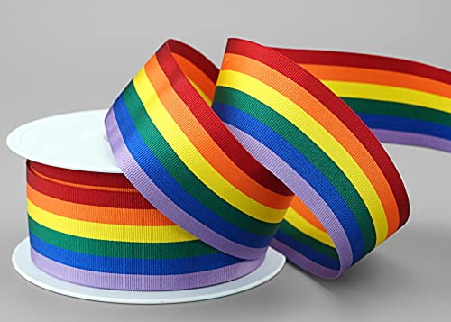 finemark 20 m x 35 mm dekorband regnbåge regnbåge LGBTQ med 6 färger band randig presentband kärlek fred stolthet tolerans symbol flagga dekorativt band dubbelsidig dekoration sy förpackning