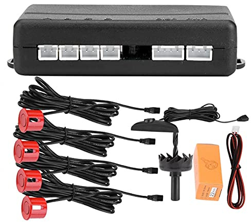 Car English Voice Broadcast Reverse Backup Parking Detector System With 4 Radar Sensor Red Car Parking Sensor Red Pdc Parking Senso