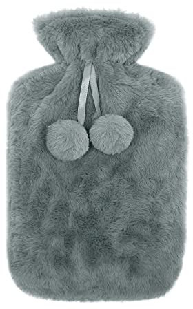Bakecat Hot Water Bottle Cover Only- 2 L, Grey (Cover Only) Normal Thickness