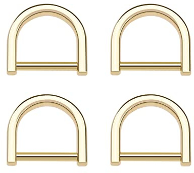 EMSea D-Ringe zum Einschrauben, winzige D-Ringe, Schäkel, Hufeisenform, D-Ring für Bastelarbeiten, Lederhandwerk, Zubehör, Schlüsselanhänger, Geldbörse, Tasche, Reparatur, Hellgold, 4 Stück,
