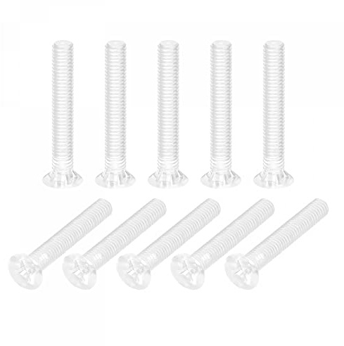 sourcing map M6 x 40mm Vis Plastique Cruciforme Tête Plate Pour Machine PC Boulons Transparent 25Pcs
