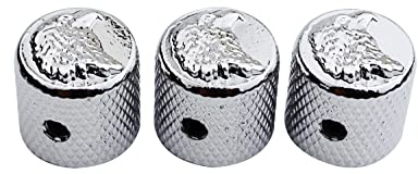 Guyker Guitar Bass Potentiometer Control Knobs with 6mm Dia. Shaft Pots - 3PCS Eagle Style Top Dome Speed Tone Volume Knob Replacement for Electric Guitar or Precision Bass - Chrome