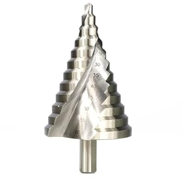 Stufenbohrer 1 Stück 6-60 mm Spiralnut Holz Metall Lochschneider HSS Rundschaft Stufenkegelbohrer (Color : 1pc 6-60mm)
