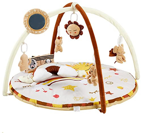 Gimnasio Bebe, Manta Alfombra Actividades Bebe Multifuncional, Gimnasio para Bebe 0-6 Meses con Juguetes para Recién Nacidos Accesorios, Baby Gym Manta Juegos Tiempo Boca Abajo
