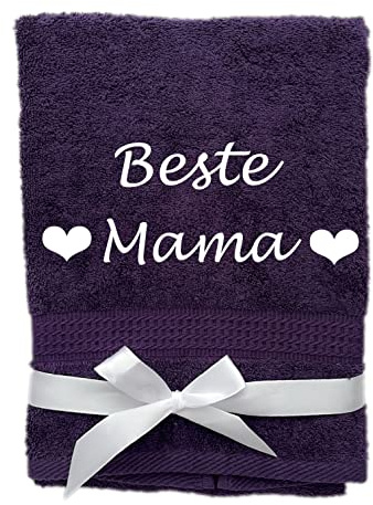KIDDI-MEDIA Handtuch, 100x50cm, Aubergine, 500 g/m², 100% Baumwolle | Mit personalisierter Bestickung wie z.B. Name, Frottier