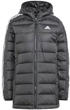 adidas Damen Essentials 3-Stripes Light Down Hooded Parka, Black, S