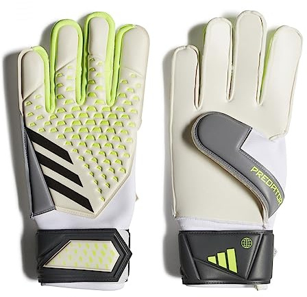 Adidas Unisex Goalkeeper Gloves (W/O Fingersave) Pred Gl Mtc, White/Lucid Lemon/Black, IA0875, 10