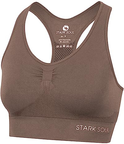 STARK SOUL Bra Light Support - Sport BH doppellagig für Damen - deep Taupe - Größe M
