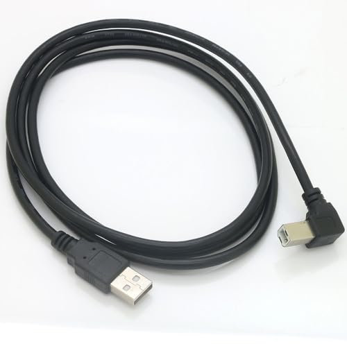 Tivid 59inch USB 2.0 High Speed Printer/Scanner Right Angle Cable USB Printer Cable 90 Degree USB 2.0 A Male to B Male Printer Scanner USB B Cable Cord with 480Mbps (Right Angle, 4.9Feet)