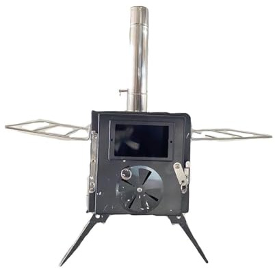 Carbon Steel Tent Stove - 40 x 20 x 22cm Wood Burning Stoves with Chimney Pipes for Outdoor Cookout, Camping, Hiking