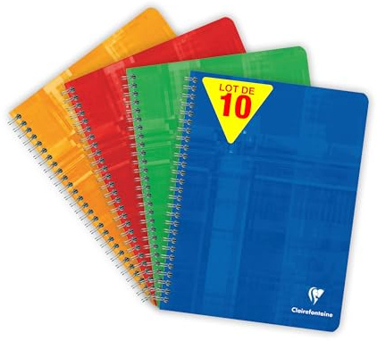Clairefontaine 8722Cpack 10 Spiralhefte 17x22cm 50 Blatt kariert sortiert