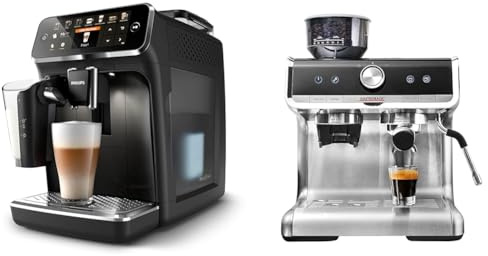 Cafetera totalmente automática Philips Serie 5400 - Sistema de leche LatteGo y GASTROBACK Design Espresso Barista Pro, negra, acero inoxidable-plateado