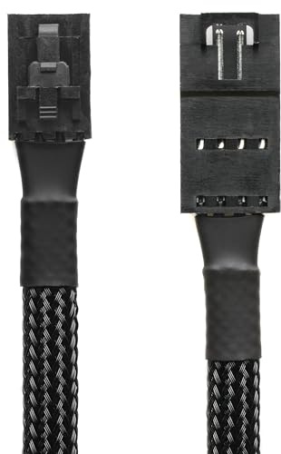 CRJ 4-Pin RGB Lighting Extension Cable for Corsair - 24-inch (60cm), Premium Black Sleeved - for Corsair iCUE RGB Lighting System