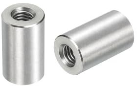 QUARKZMAN 5 Stück M6 Runde Verbindungsmuttern, 304 Edelstahl Kupplungsmutter 20mm/0,8 Länge Hülse Stange Stabmutter für Halterung, M6x20x12mm