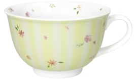 Brandani 51151 TAZZA COLAZIONE POLLINE GIALLO PORCELLANA, cm d 14,5x8,5h, 600ml, delicati fiori e boccioli, Lavastoviglie, Microonde, Forno, Freezer