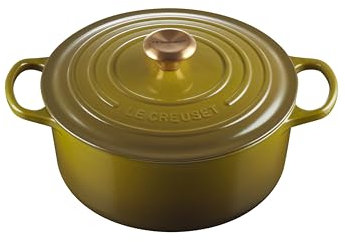Le Creuset Horno holandés redondo de hierro fundido esmaltado, 5.5 cuartos de galón, oliva