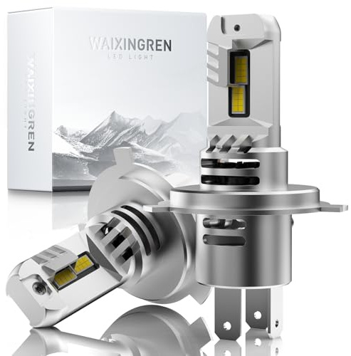 WAIXINGREN Ampoules de phare LED H4, 60 W, 26 000 lm, 400 % ultra luminosité avec ventilateur, blanc 6500 K avec système de refroidissement à haute efficacité, Compatible Canbus, Plug and Play, lot de