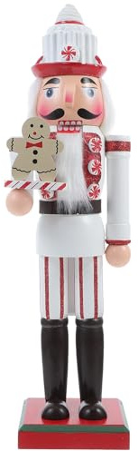 Ciieeo Holz Nussknacker Desktop Dekoration Kreativer Handbemalter Traditioneller Weihnachtsnussknacker 14 Zoll Festliche Ferienschmuck Figur